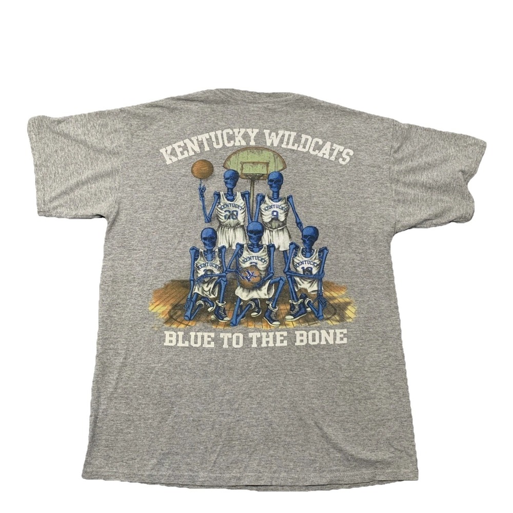 Vintage 90s Kentucky Wildcats T Shirt Big Man On Campus Blue‎ To The Bone Gray M